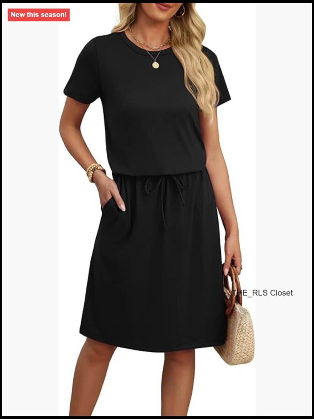 Summer Short Sleeve Dress with Tie Waist and Pockets